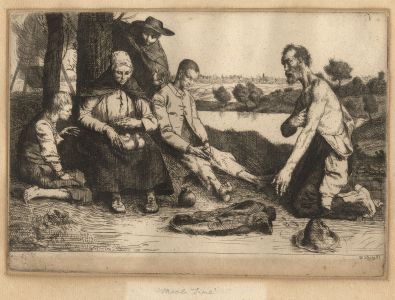 William Strang - 1883 Etching, Meal Time