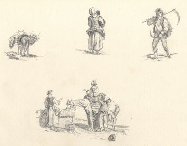 Mid 19th Century Graphite Drawing - Sheet of Studies