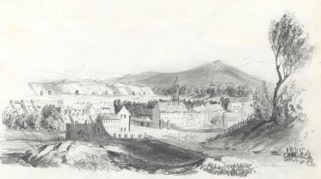 Mid 19th Century Graphite Drawing - French Townscape