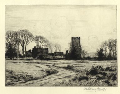 Harry Harvey Clarke - Early 20th Century Drypoint, A Village in Winter