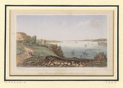 J.M. Kronheim - 1853 Aquatint, New York Bay from Staten Island