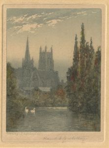 Claude H. Rowbotham - Early 20th Century Aquatint, Evening, Leamington, Warwicks