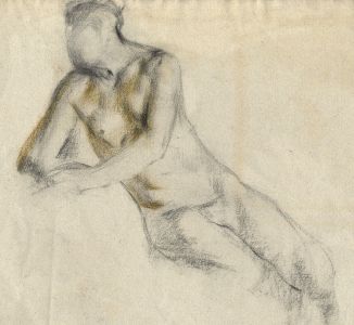 Victor Hume Moody R.B.S.A. - Mid 20th Century Charcoal Drawing, Male Nude