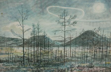 Paul Sharp - Double-Sided 1957 Watercolour, Black Lake, Telford