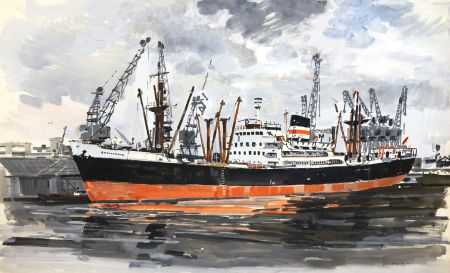 Paul Sharp - Large 1963 Gouache, West India Dock