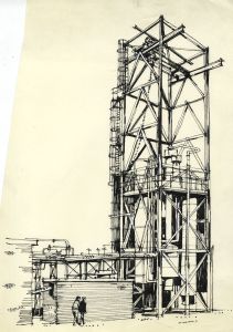 Paul Sharp - Mid 20th Century Pen and Ink Drawing, Industrial Site