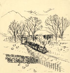Paul Sharp - Mid 20th Century Pen and Ink Drawing, Tallylyn Railway