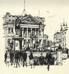 Paul Sharp - Mid 20th Century Pen and Ink Drawing, Bank of England, London