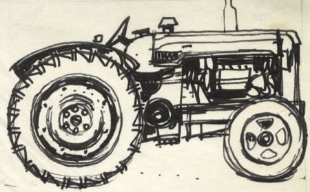 Paul Sharp - Mid 20th Century Pen and Ink Drawing, Tractor
