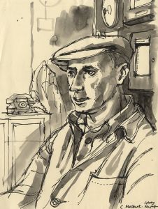 Paul Sharp - Mid 20th Century Pen and Ink Drawing, Portrait of C McCourt, Solway
