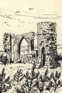 Paul Sharp - 1963 Pen and Ink Drawing, St David's Ruin, Yorkshire