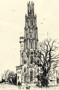 Paul Sharp - 1963 Pen and Ink Drawing, May's Folly, Hadlow Castle, Kent