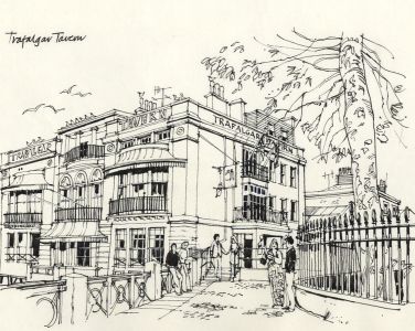 Paul Sharp - Mid 20th Century Pen and Ink Drawing, Trafalgar Tavern, Greenwich