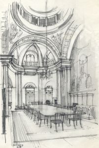 Paul Sharp - 1978 Graphite Drawing, Meeting Room