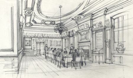 Paul Sharp - Mid 20th Century Graphite Drawing, Meeting Room