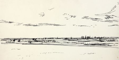 Paul Sharp - Mid 20th Century Graphite Drawing, Scheldt River