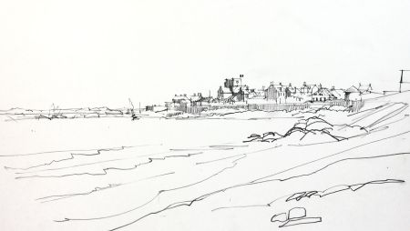 Paul Sharp - Mid 20th Century Graphite Drawing, Coastal View
