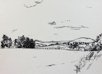 Paul Sharp - Mid 20th Century Pen and Ink Drawing, Landscape