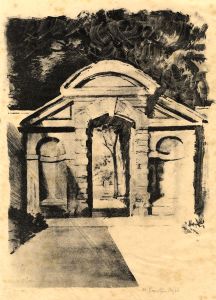 M. Egerton - 1936 Monotype, Gate in the Botanical Gardens, Oxford