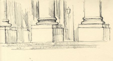 Frances Watt - Mid 20th Century Pen and Ink Drawing, Pillars