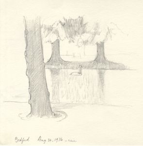 Frances Watt - 1976 Graphite Drawing, Bedford River, Cambridgeshire