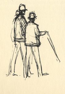 Frances Watt - Small Mid 20th Century Pen and Ink Drawing, Traders