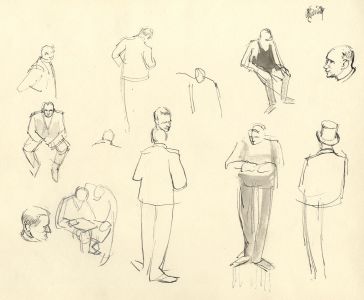 Frances Watt - Mid 20th Century Pen and Ink Drawing, Traders