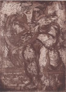 Joan Lewis - Contemporary Monotype, Night Watchman