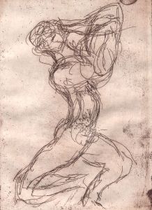 Joan Lewis - Contemporary Etching, Male Nude