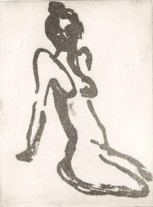 Joan Lewis - Contemporary Monotype, Kneeling Nude