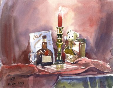 Keith Burtonshaw - 2005 Watercolour, Still Life with Candle