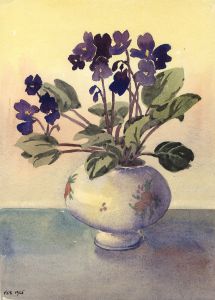 Keith Burtonshaw - 1965 Watercolour, Violets