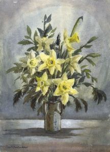 Keith Burtonshaw - 1992 Watercolour, Vase of Daffodils