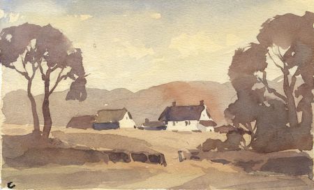 Keith Burtonshaw - Contemporary Watercolour, Buildings in a Landscape