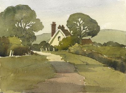 Keith Burtonshaw - Contemporary Watercolour, House and Lane