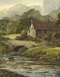 Keith Burtonshaw - 1987 Watercolour, Cottage and Bridge