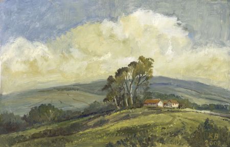 Keith Burtonshaw - 2002 Oil, Landscape with Cottages
