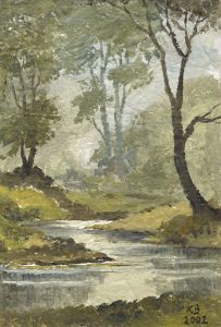 Keith Burtonshaw - 2002 Oil, Woodland Stream