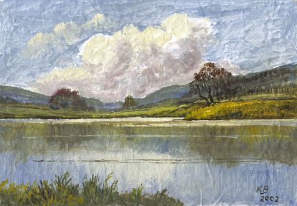Keith Burtonshaw - 2002 Oil, Esthwaite Water, Lake District