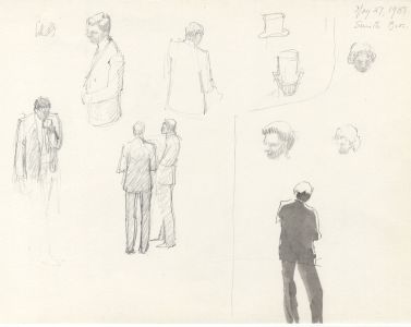 Frances Watt - 1983 Graphite Drawing, Stockjobbers at Smith Bros
