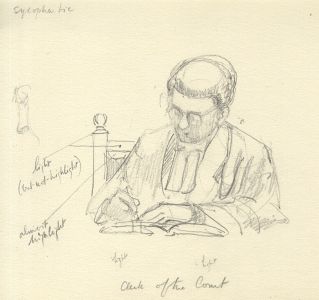 Frances Watt - Mid 20th Century Graphite Drawing, Clerk of the Court