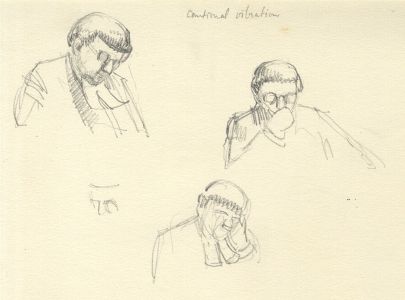 Frances Watt - Mid 20th Century Graphite Drawing, Court Room Sketches