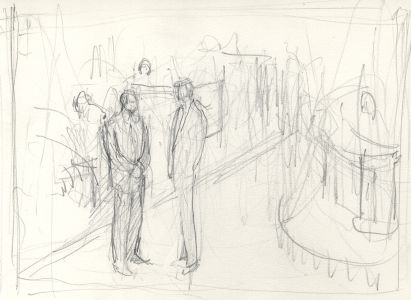 Frances Watt - Mid 20th Century Graphite Drawing, Traders