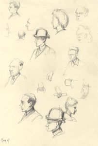 Frances Watt - 1962 Graphite Drawing, Head Studies