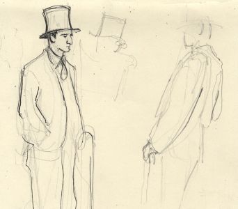 Frances Watt - Mid 20th Century Graphite Drawing, Traders
