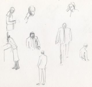 Frances Watt - 1987 Graphite Drawing, City Traders