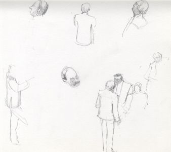Frances Watt - 1987 Graphite Drawing, City Traders