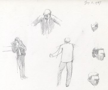Frances Watt - 1987 Graphite Drawing, City Traders