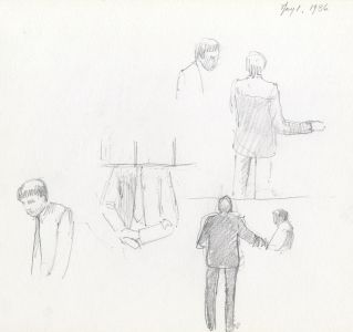 Frances Watt - 1986 Graphite Drawing, City Traders