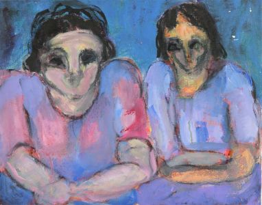 Joan Lewis - Contemporary Oil, Two Women